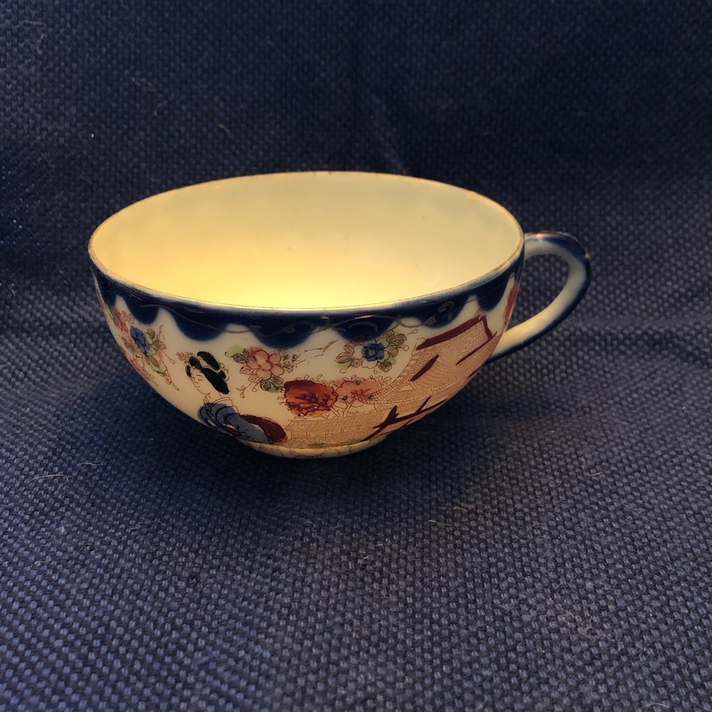 Vintage Japanese Teacup made from bone China with Blue Accents